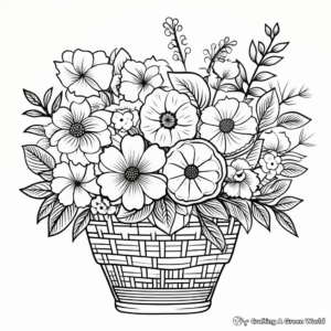 Flower Basket Coloring Pages: Variety of Blossoms 1
