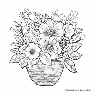 Flower Basket Coloring Pages: Variety of Blossoms 4