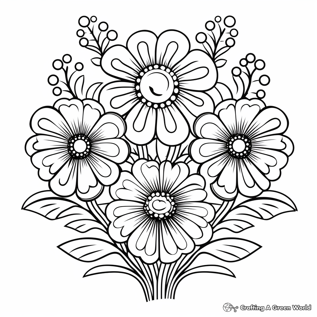 Flower-inspired Symmetrical Coloring Pages 1