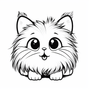 Fluffy Angora Cat Face Coloring Pages 1