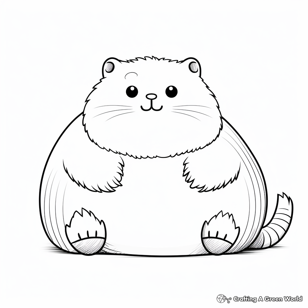 Fluffy Fat Cat Playing with Toy Mouse Coloring Pages 1