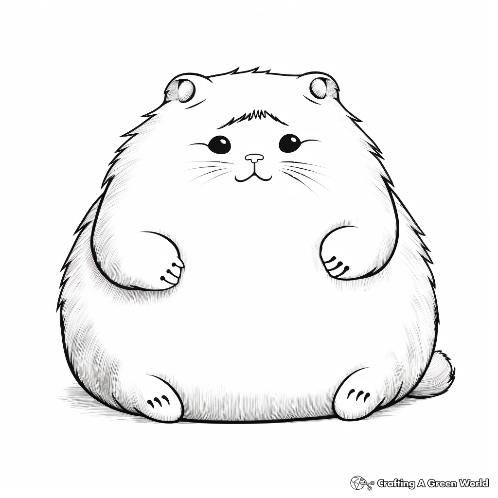 Fluffy Fat Cat Playing with Toy Mouse Coloring Pages 2