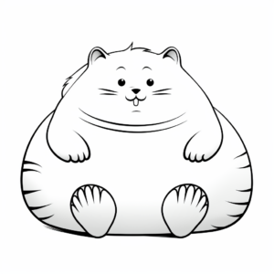 Fluffy Fat Cat Playing with Toy Mouse Coloring Pages 4
