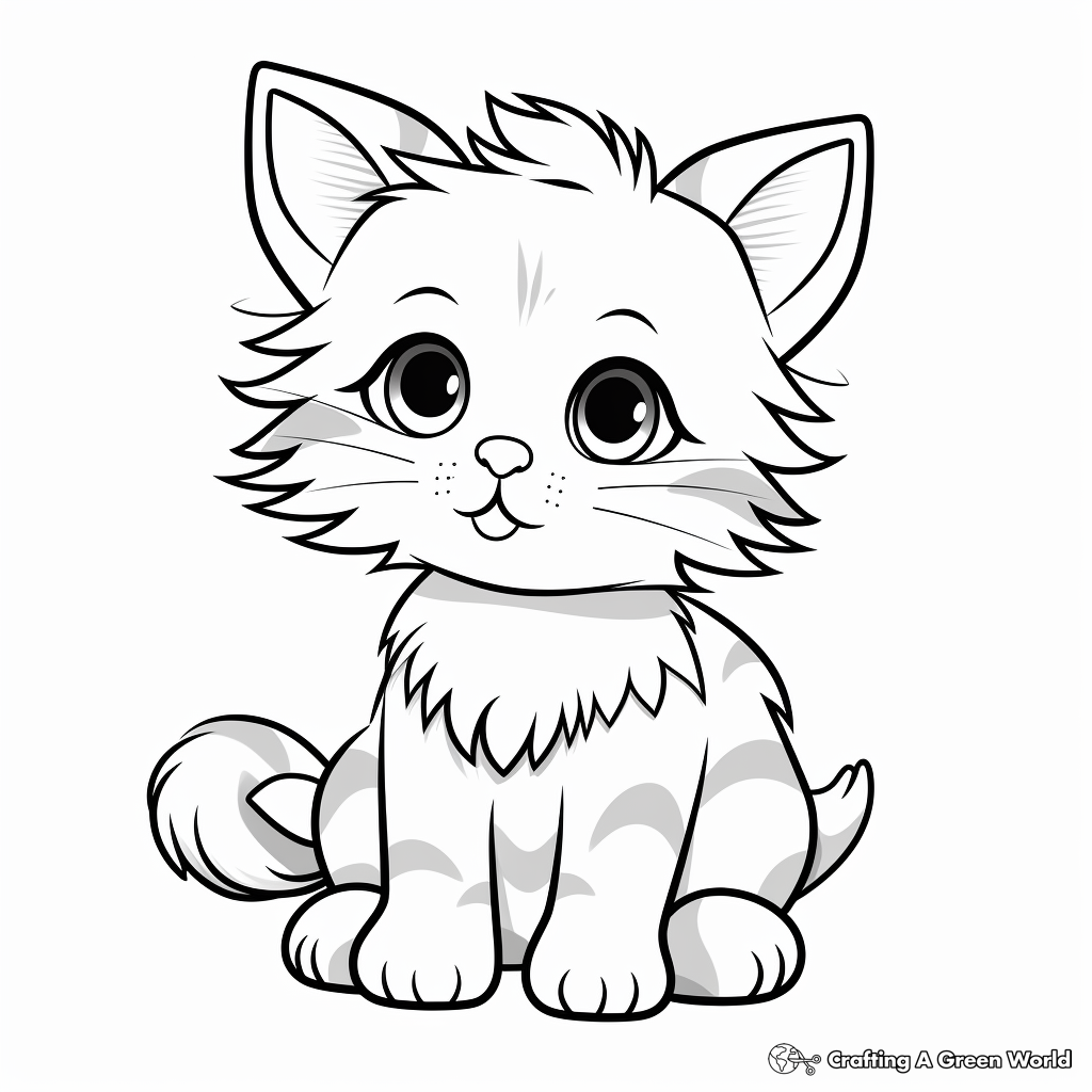 Fluffy Kitty Cat Coloring Pages 1