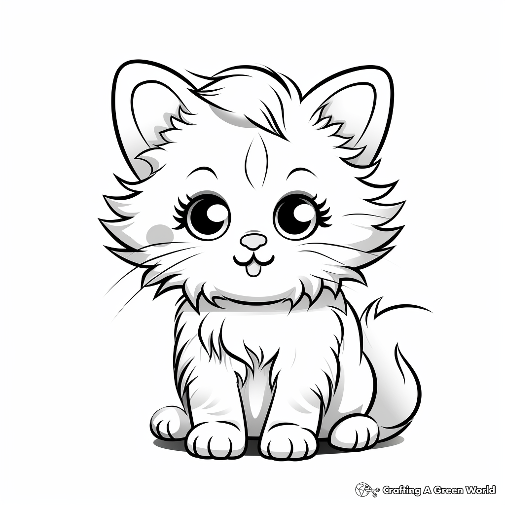 Fluffy Kitty Cat Coloring Pages 3