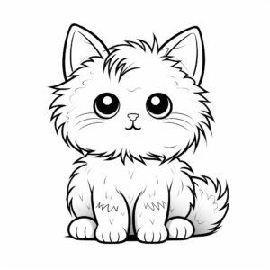 Fluffy Kitty Cat Coloring Pages 4
