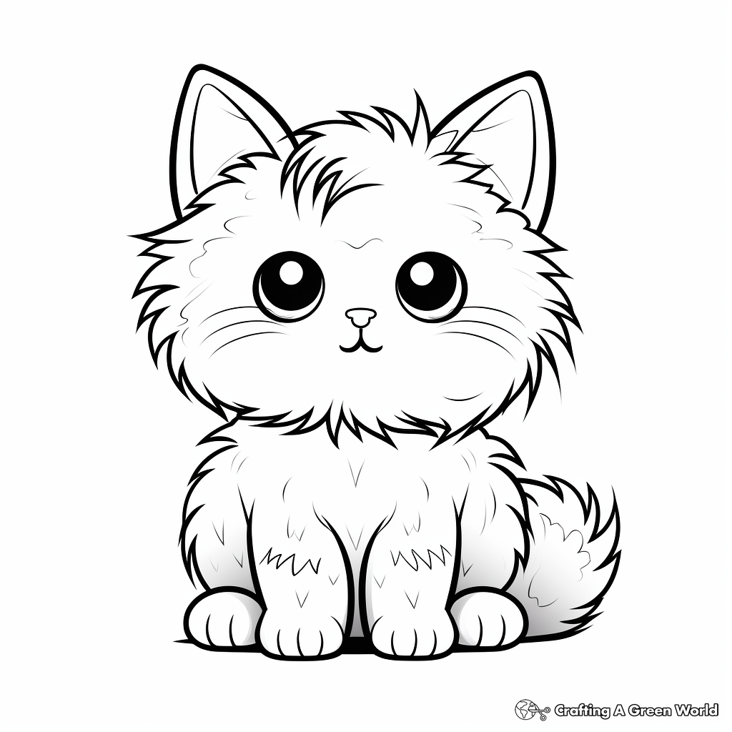 Fluffy Kitty Cat Coloring Pages 4