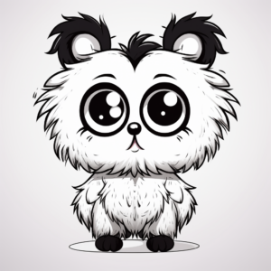Fluffy Panda with Big Eyes Coloring Pages 1