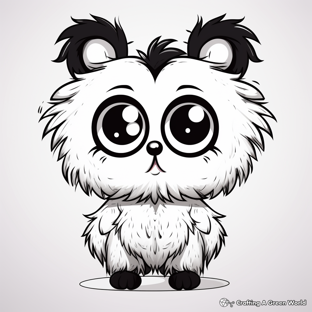 Fluffy Panda with Big Eyes Coloring Pages 1