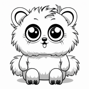 Fluffy Panda with Big Eyes Coloring Pages 2