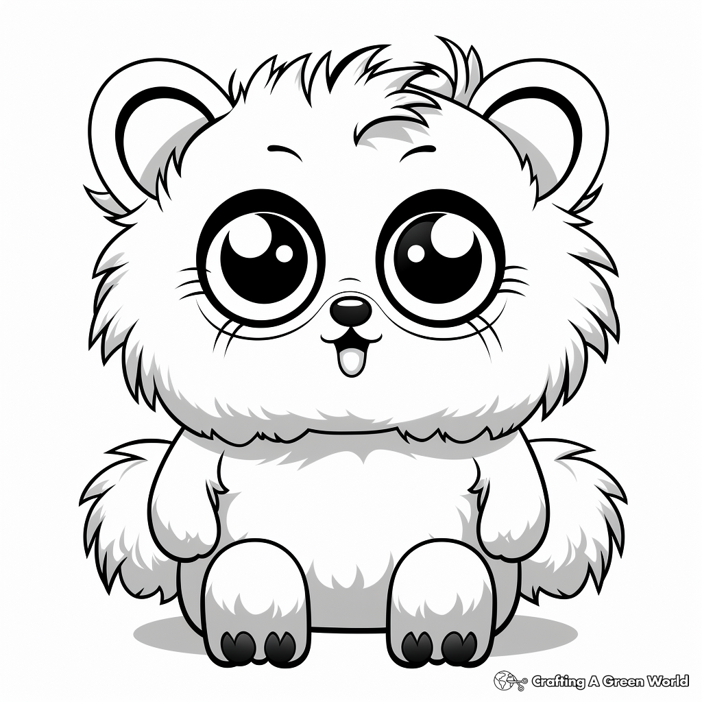 Fluffy Panda with Big Eyes Coloring Pages 2