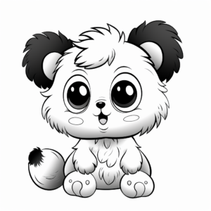 Fluffy Panda with Big Eyes Coloring Pages 4