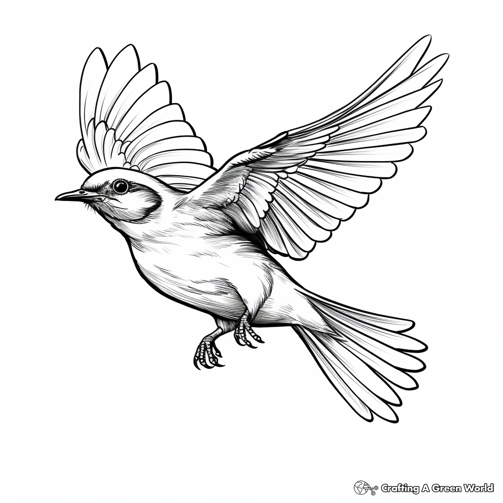 Fly high with a Mockingbird Coloring Page 1