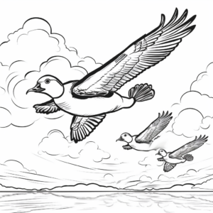 Fly with Loons: Sky Scene Coloring Pages 1
