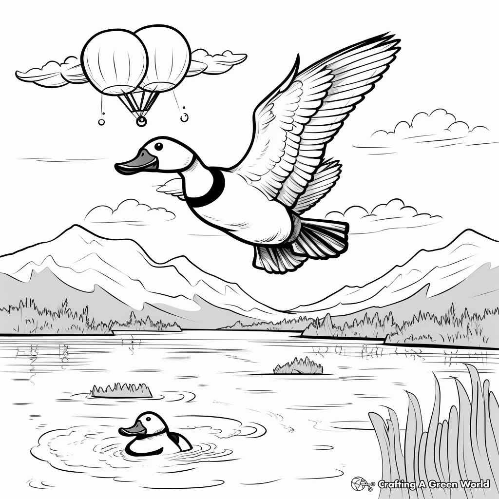 Fly with Loons: Sky Scene Coloring Pages 4