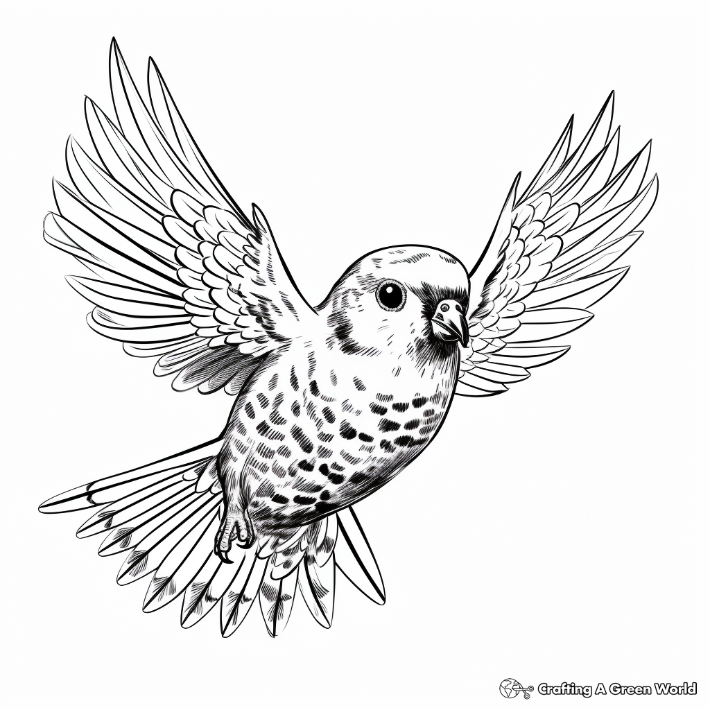 Flying Budgie Action Coloring Pages 2
