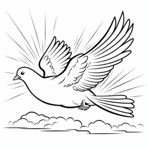 Flying Dove in a Sunset Sky Coloring Pages 2