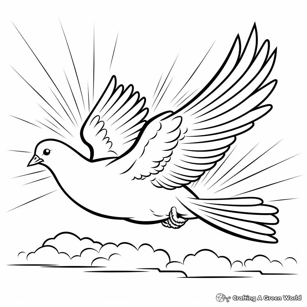 Flying Dove in a Sunset Sky Coloring Pages 2