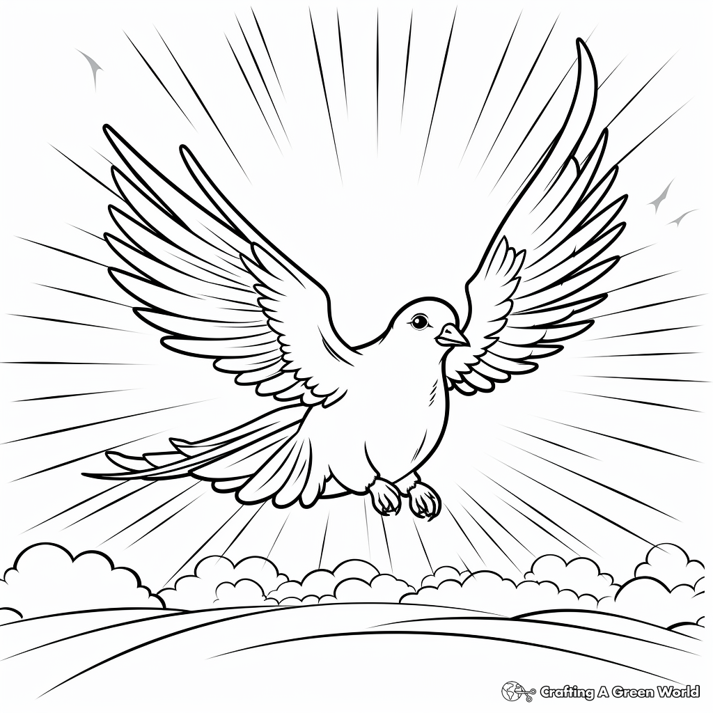 Flying Dove in a Sunset Sky Coloring Pages 3