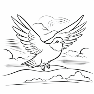 Flying Dove in a Sunset Sky Coloring Pages 4