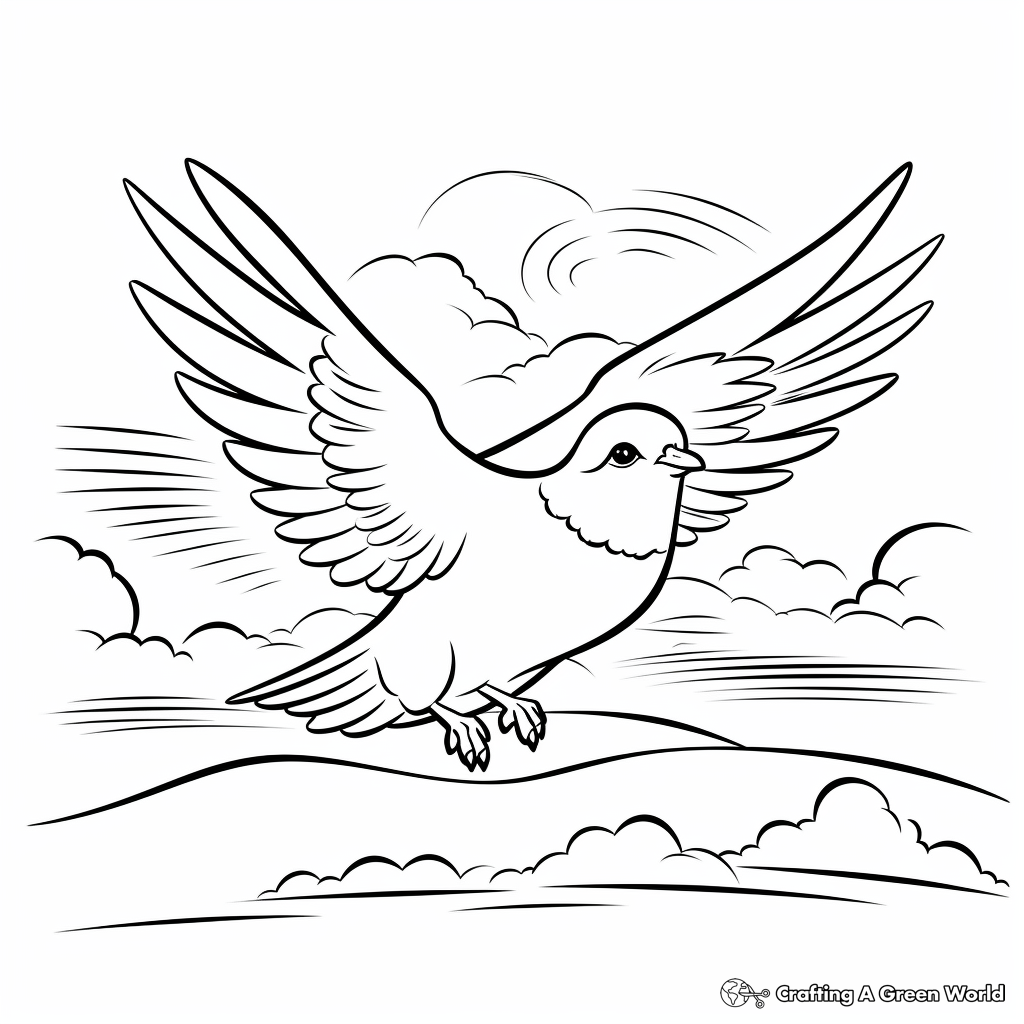 Flying Dove in a Sunset Sky Coloring Pages 4