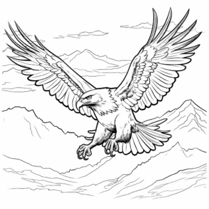Flying Eagle Hunting Scene Coloring Pages 1