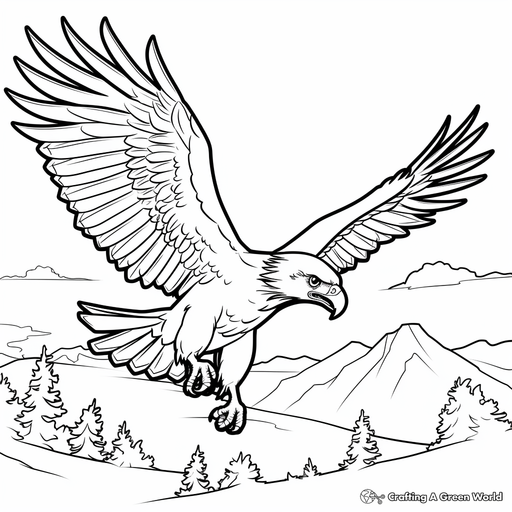 Flying Eagle Hunting Scene Coloring Pages 2
