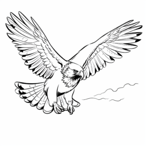 Flying Falcon with Spread Wings Coloring Pages 2