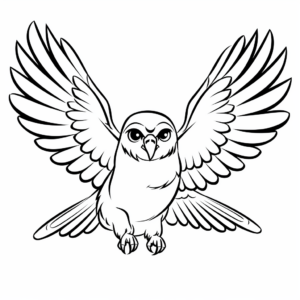 Flying Falcon with Spread Wings Coloring Pages 4