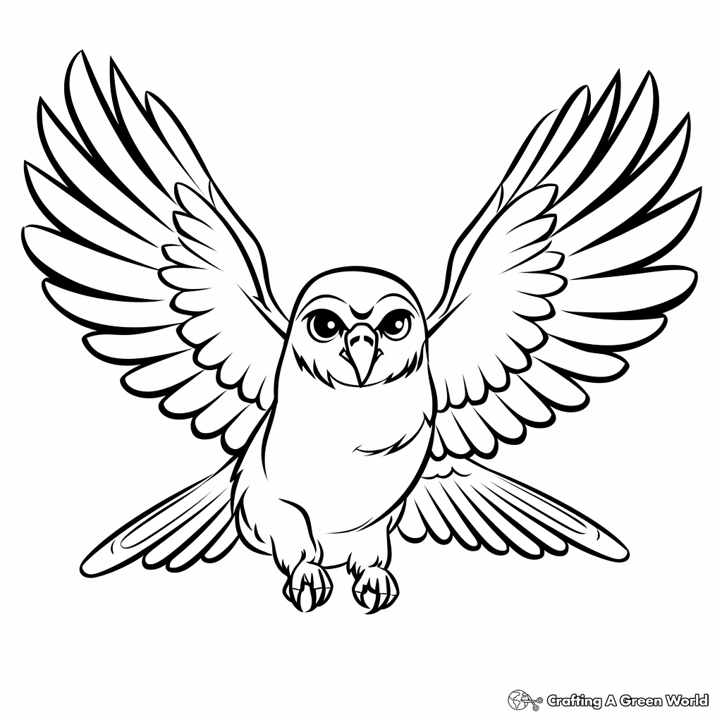 Flying Falcon with Spread Wings Coloring Pages 4