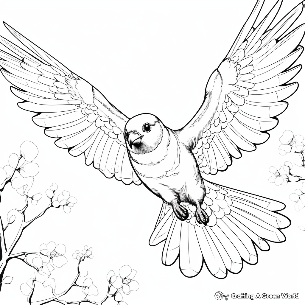 Flying Parakeet Scene Coloring Pages 3