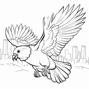 Flying Parakeet Scene Coloring Pages 4