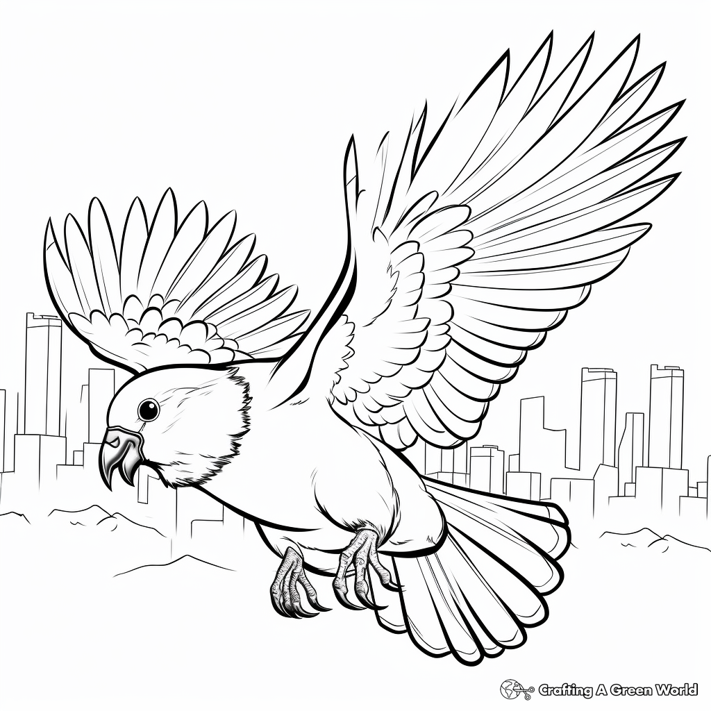Flying Parakeet Scene Coloring Pages 4