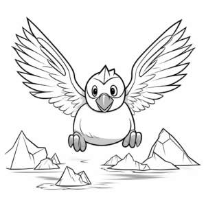 Flying Penguin Above The Iceberg Coloring Pages 1