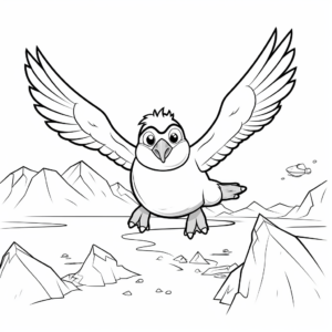Flying Penguin Above The Iceberg Coloring Pages 2
