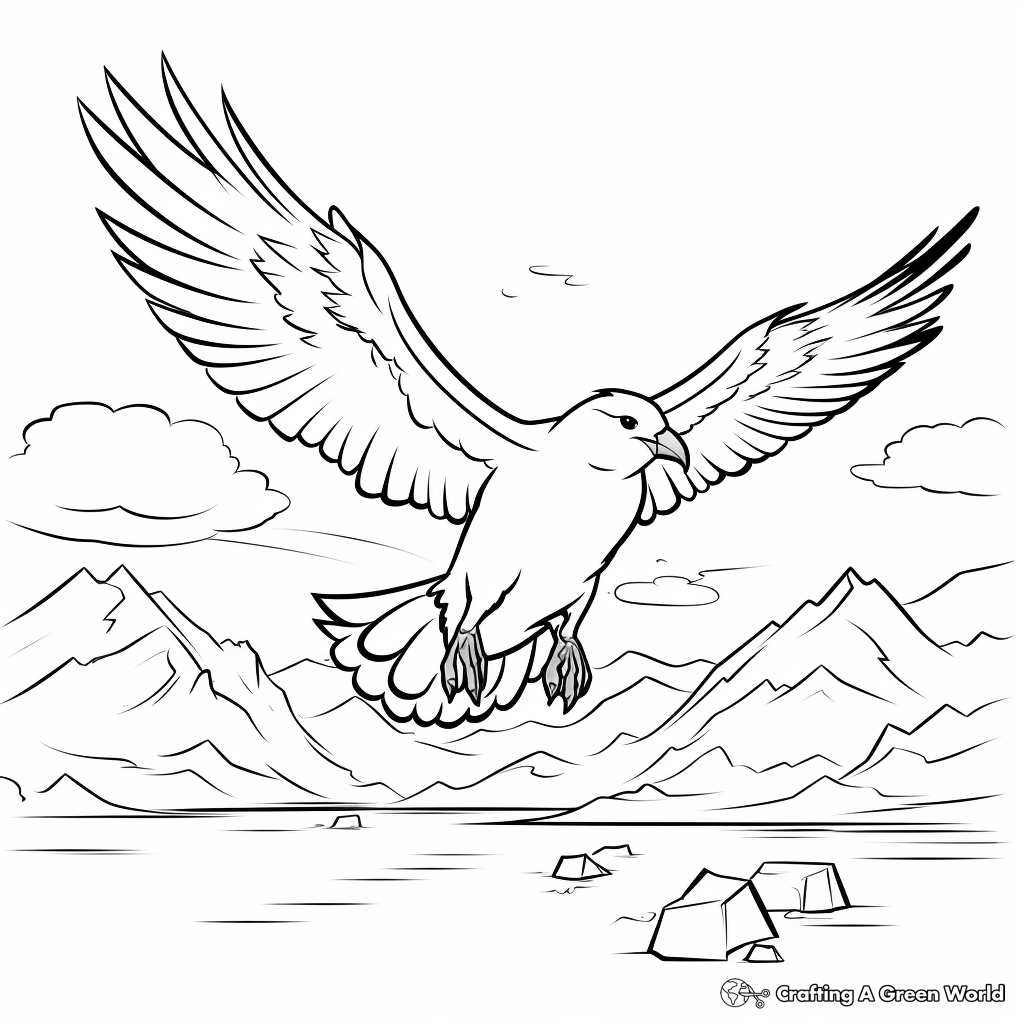 Flying Penguin Above The Iceberg Coloring Pages 3