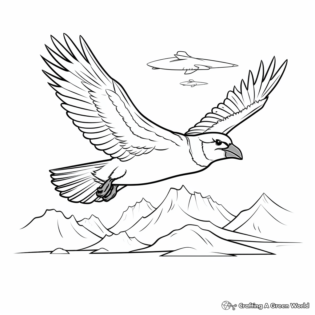 Flying Penguin Above The Iceberg Coloring Pages 4