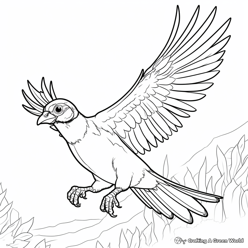Flying Pheasant: Action-Filled Coloring Pages 1