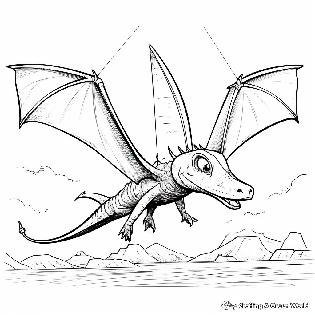 Flying Pteranodon Dinosaur Coloring Sheets 4