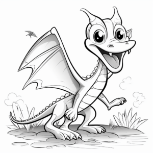 Flying Pterodactyl Coloring Sheets for Children 1