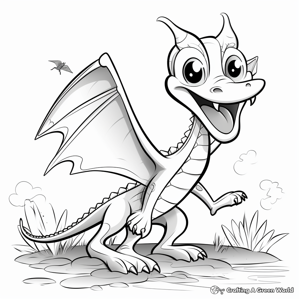 Flying Pterodactyl Coloring Sheets for Children 1