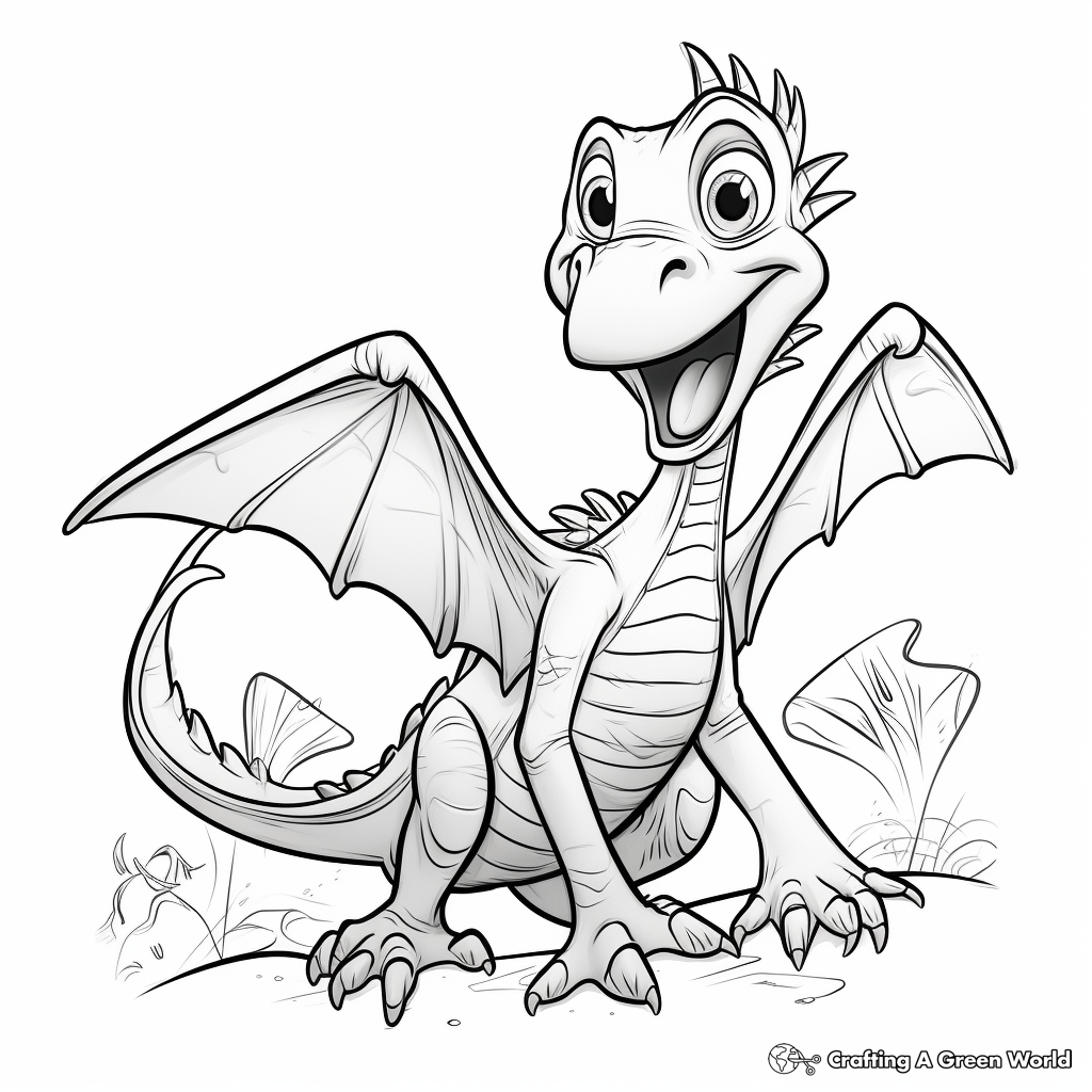Flying Pterodactyl Coloring Sheets for Children 2