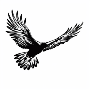 Flying Raven Silhouette Coloring Pages 1
