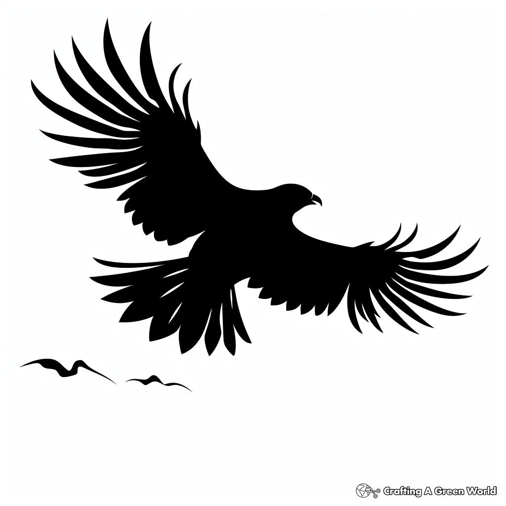 Flying Raven Silhouette Coloring Pages 2