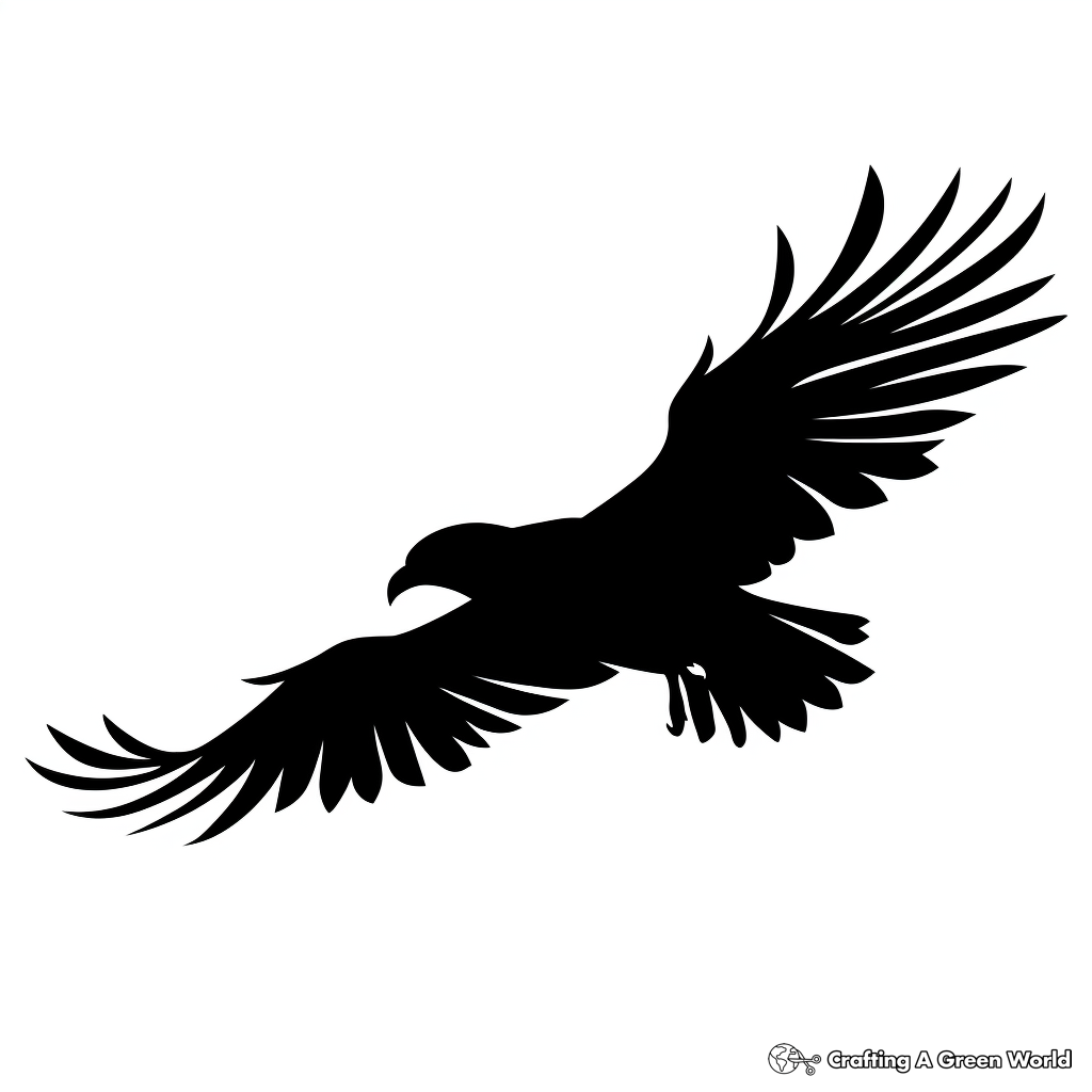 Flying Raven Silhouette Coloring Pages 4