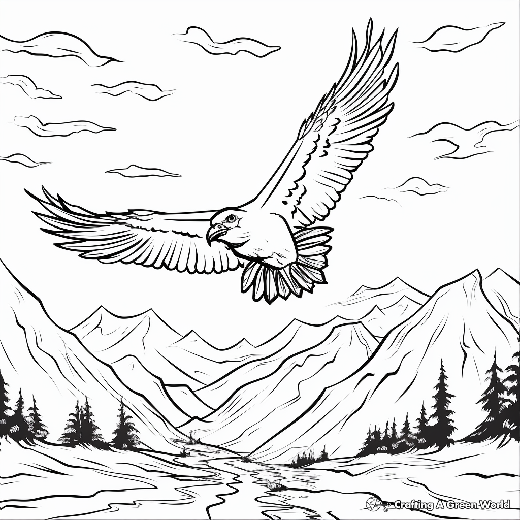 Flying Ravens: Sky-Scene Coloring Pages 1