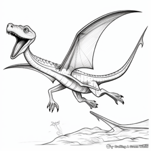 Flying Reptiles: Dimorphodon with Pteranodon Coloring Pages 1