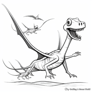 Flying Reptiles: Dimorphodon with Pteranodon Coloring Pages 3
