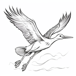 Flying Stork Coloring Pages 1