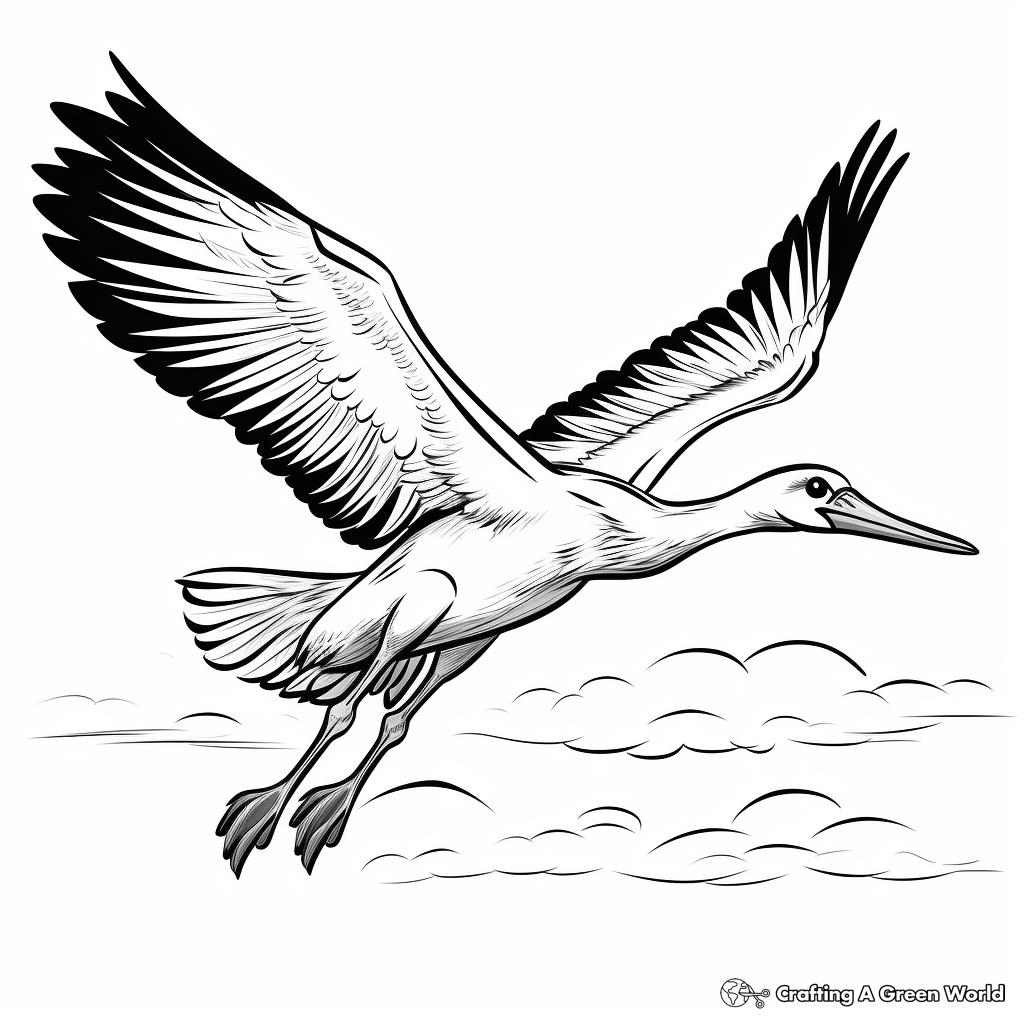 Flying Stork Coloring Pages 3